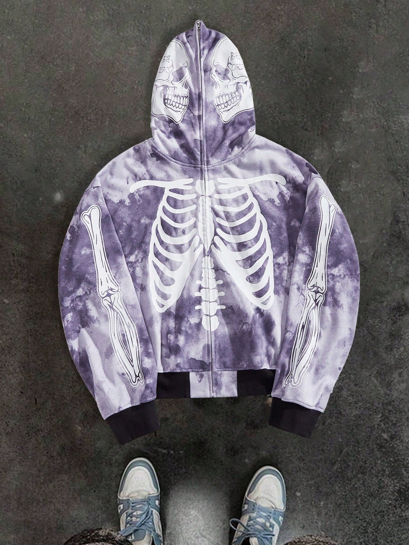 Men's Tie-Dye Skull Printed Hoodie