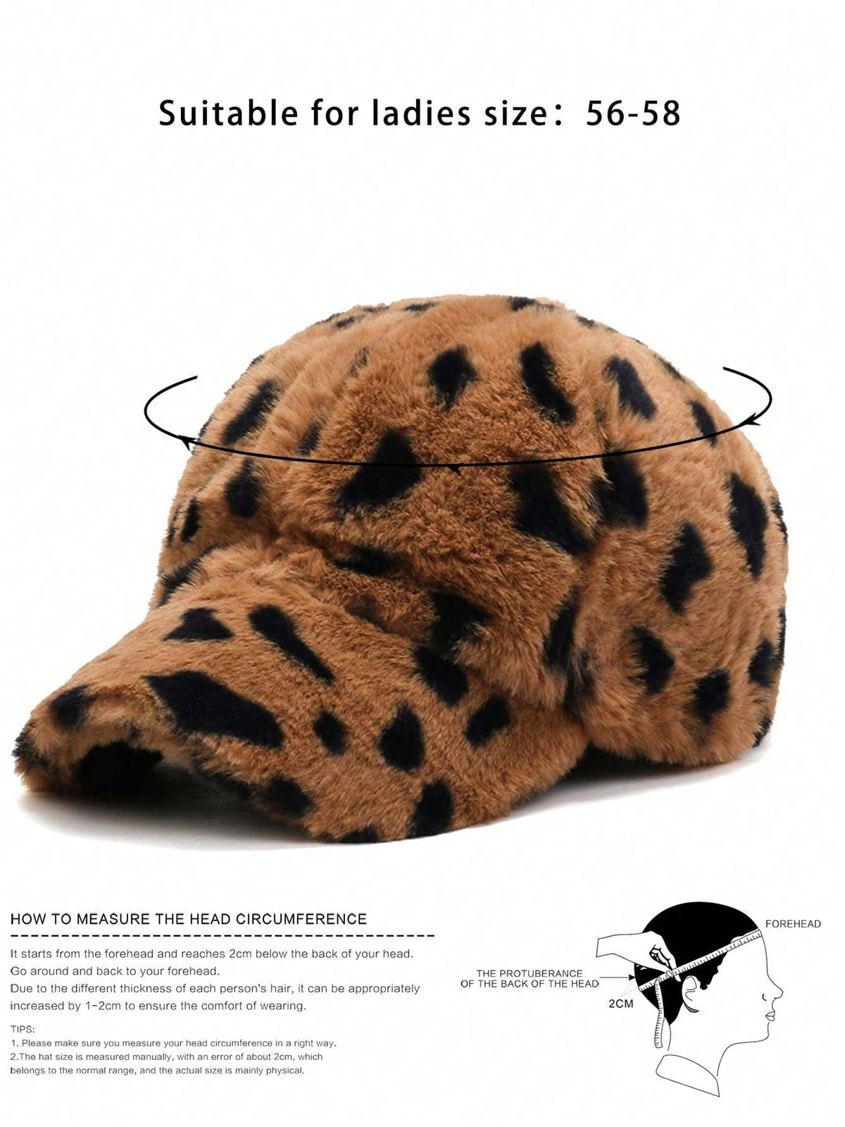 Unisex Random Leopard Print Fuzzy Y2K Baseball Cap