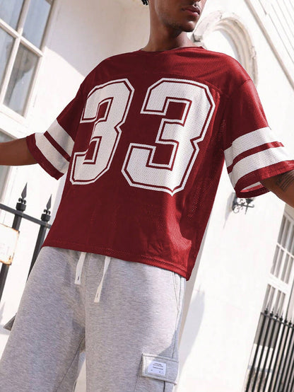 Men's Red Loose Fit Football Jersey