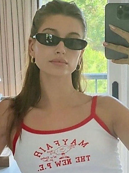 Classic Retro Oval Narrow Frame Sunglasses