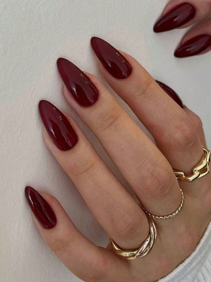 24pcs Almond Full Cover Solid Color False Nails