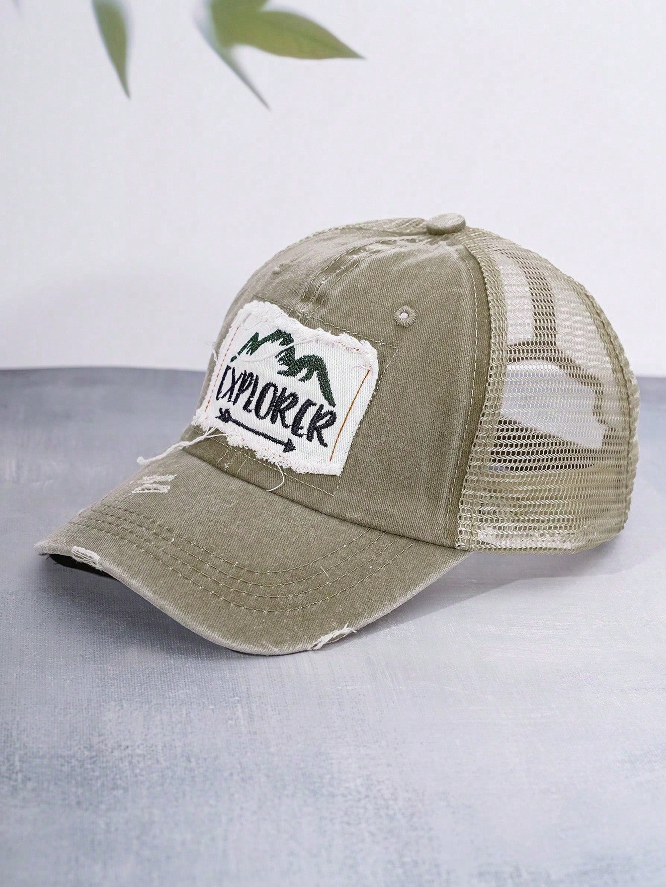 Men's Distressed Patchwork Letter Mesh Baseball Cap