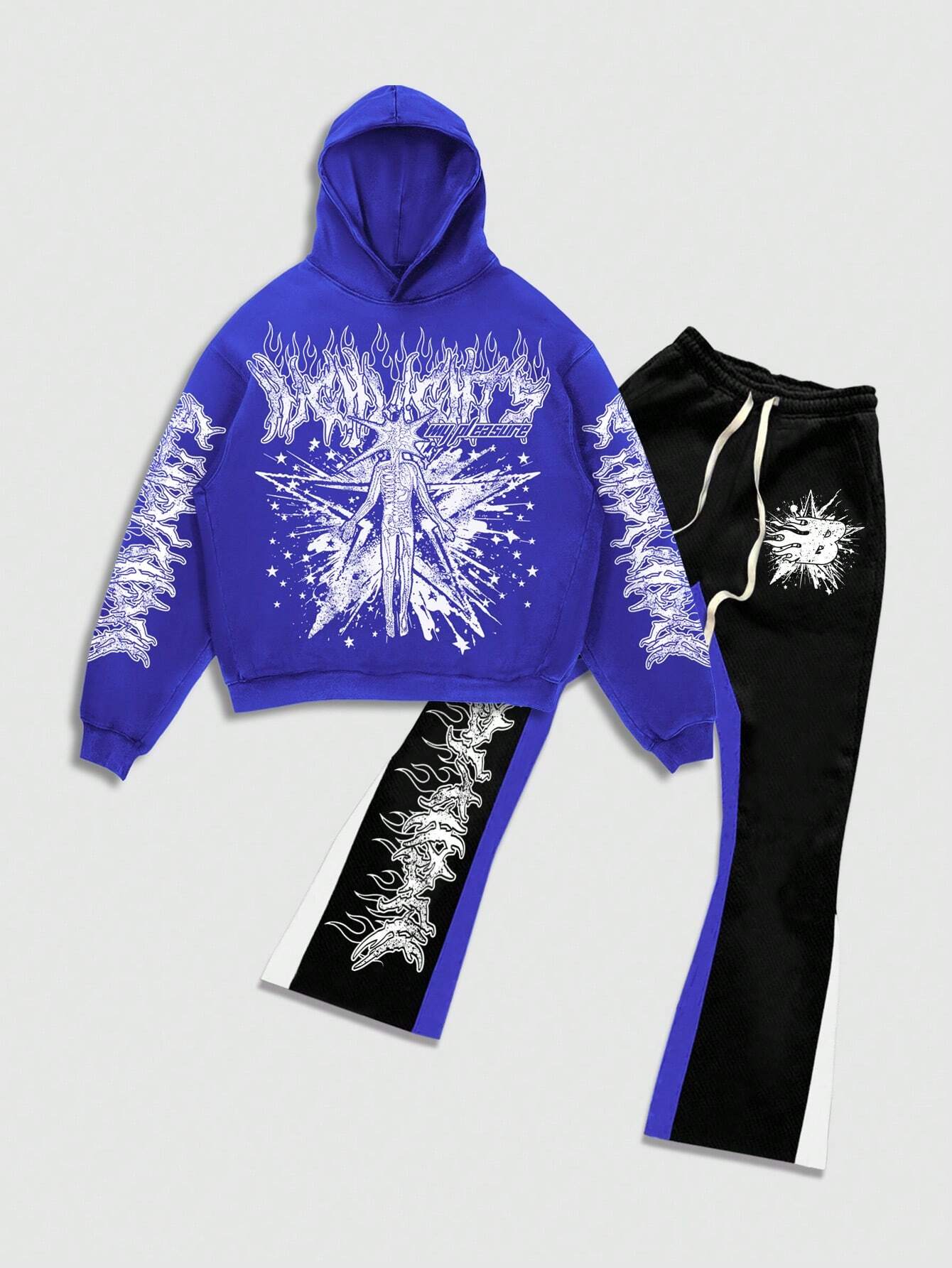 Men Graphic Print Sweatshirt & Pants Set