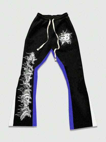 Men Graphic Print Sweatshirt & Pants Set