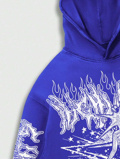 Men Graphic Print Sweatshirt & Pants Set