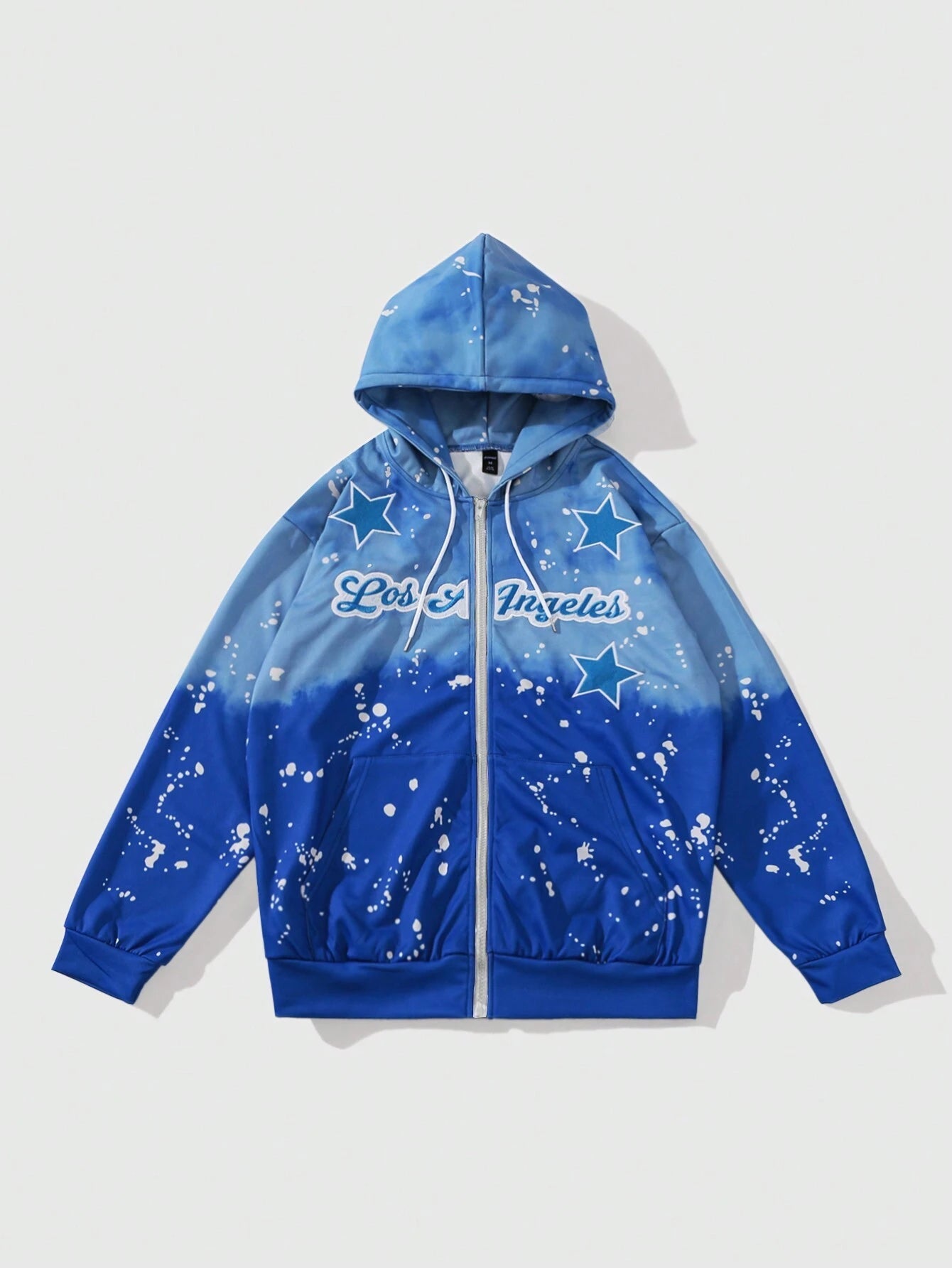 Men Gradient Color Block Zip-Up Hoodie