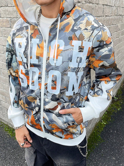 Men's Asymmetrical Print Hooded Sweatshirt