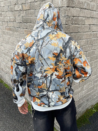 Men's Asymmetrical Print Hooded Sweatshirt