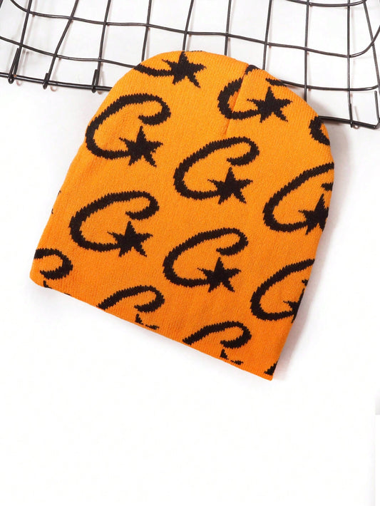 Letter C Constellation Jacquard Knitted Beanie Cap
