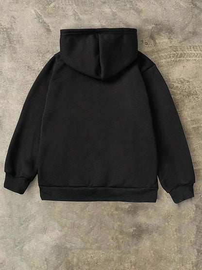 Tween Boys Casual Letter Pattern Zip Up Hoodie