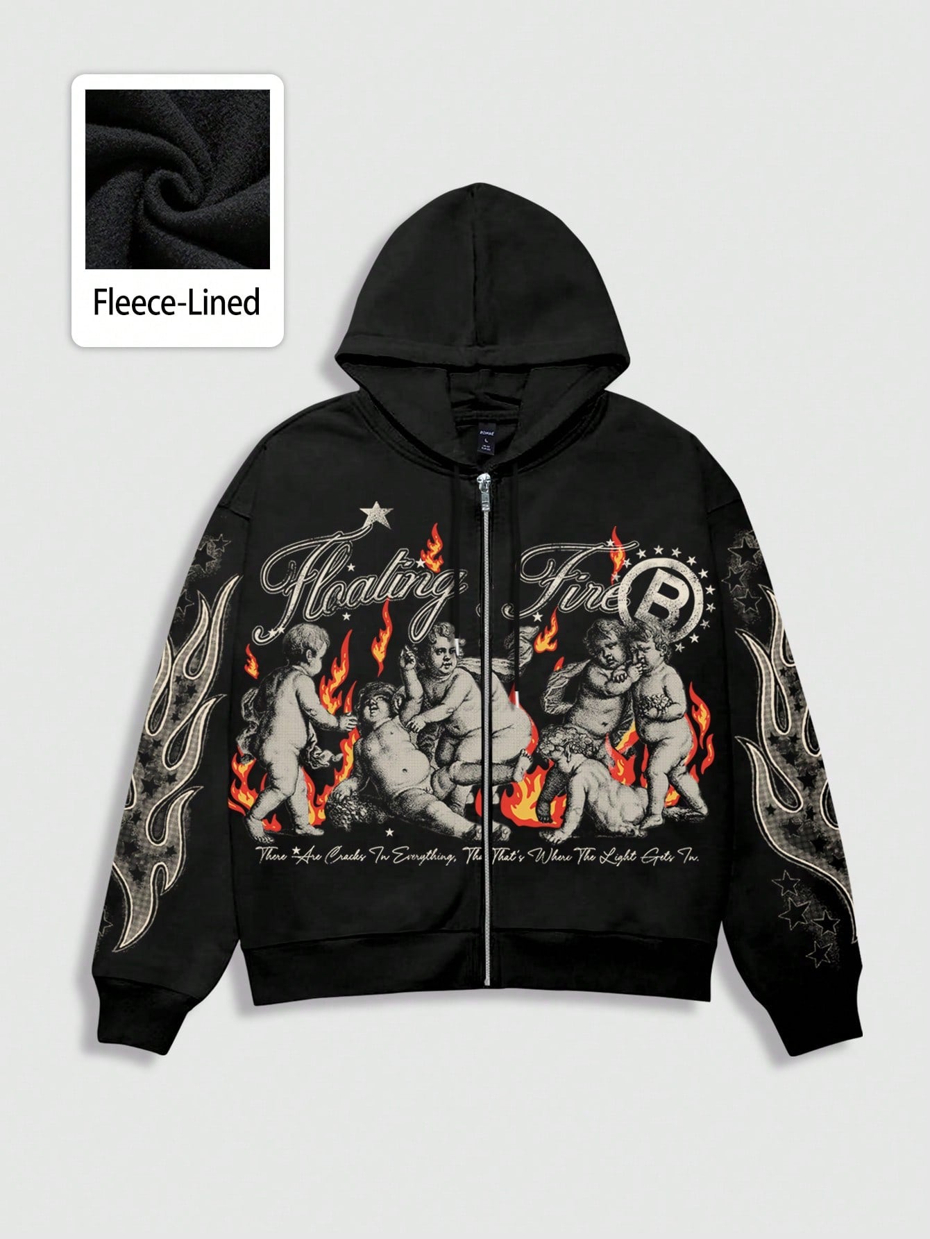 Men's Graphic Letter & Figure Print Y2K Zip Hoodie