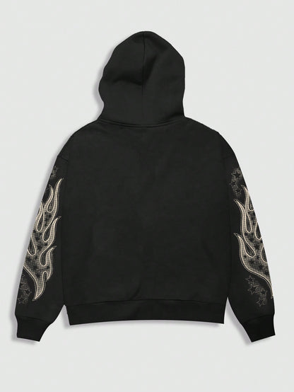 Men's Graphic Letter & Figure Print Y2K Zip Hoodie