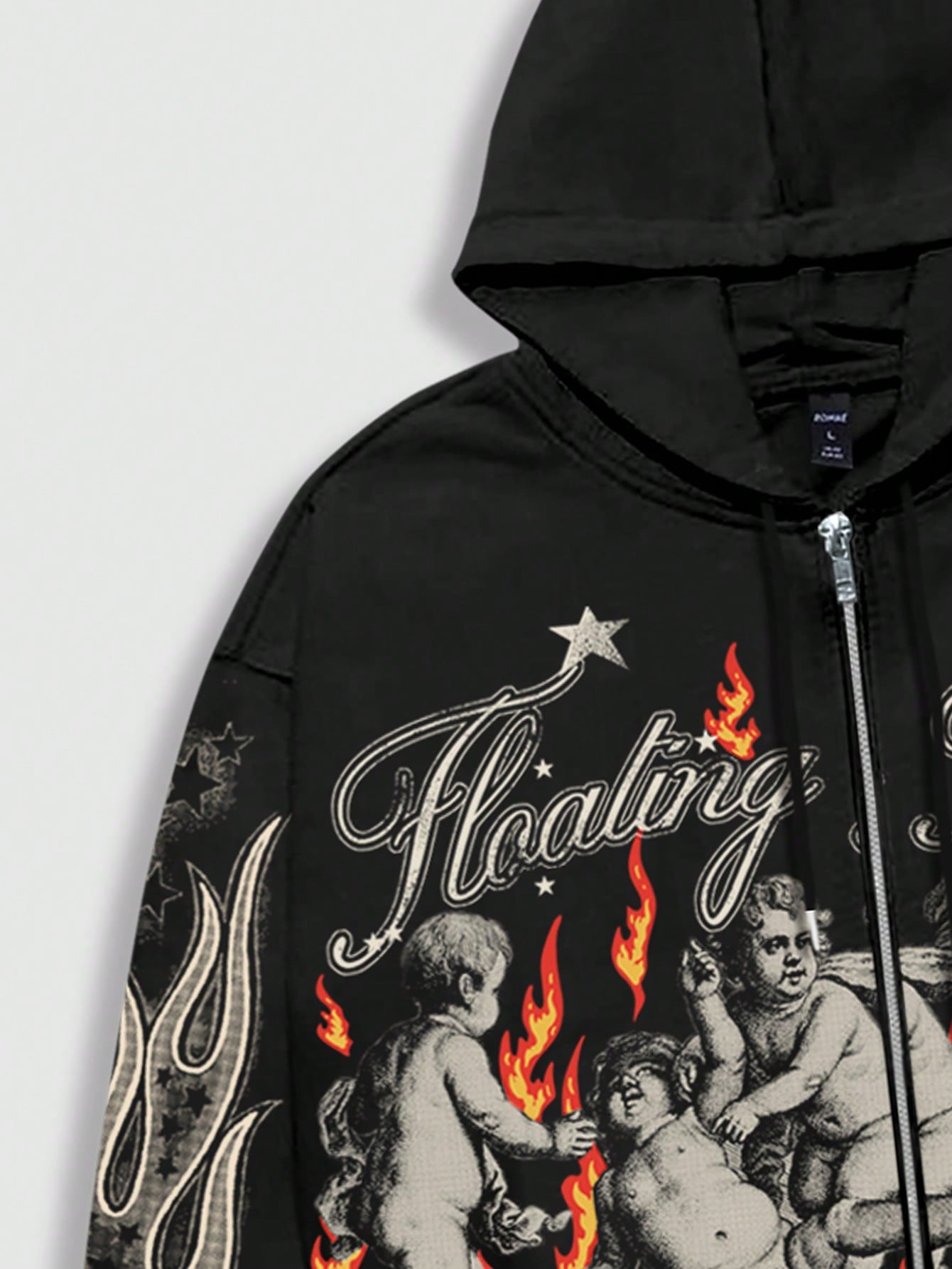 Men's Graphic Letter & Figure Print Y2K Zip Hoodie