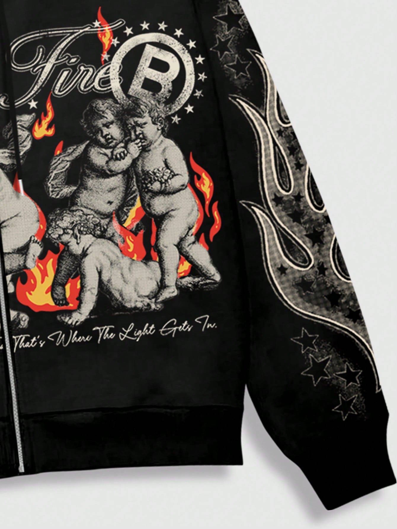 Men's Graphic Letter & Figure Print Y2K Zip Hoodie