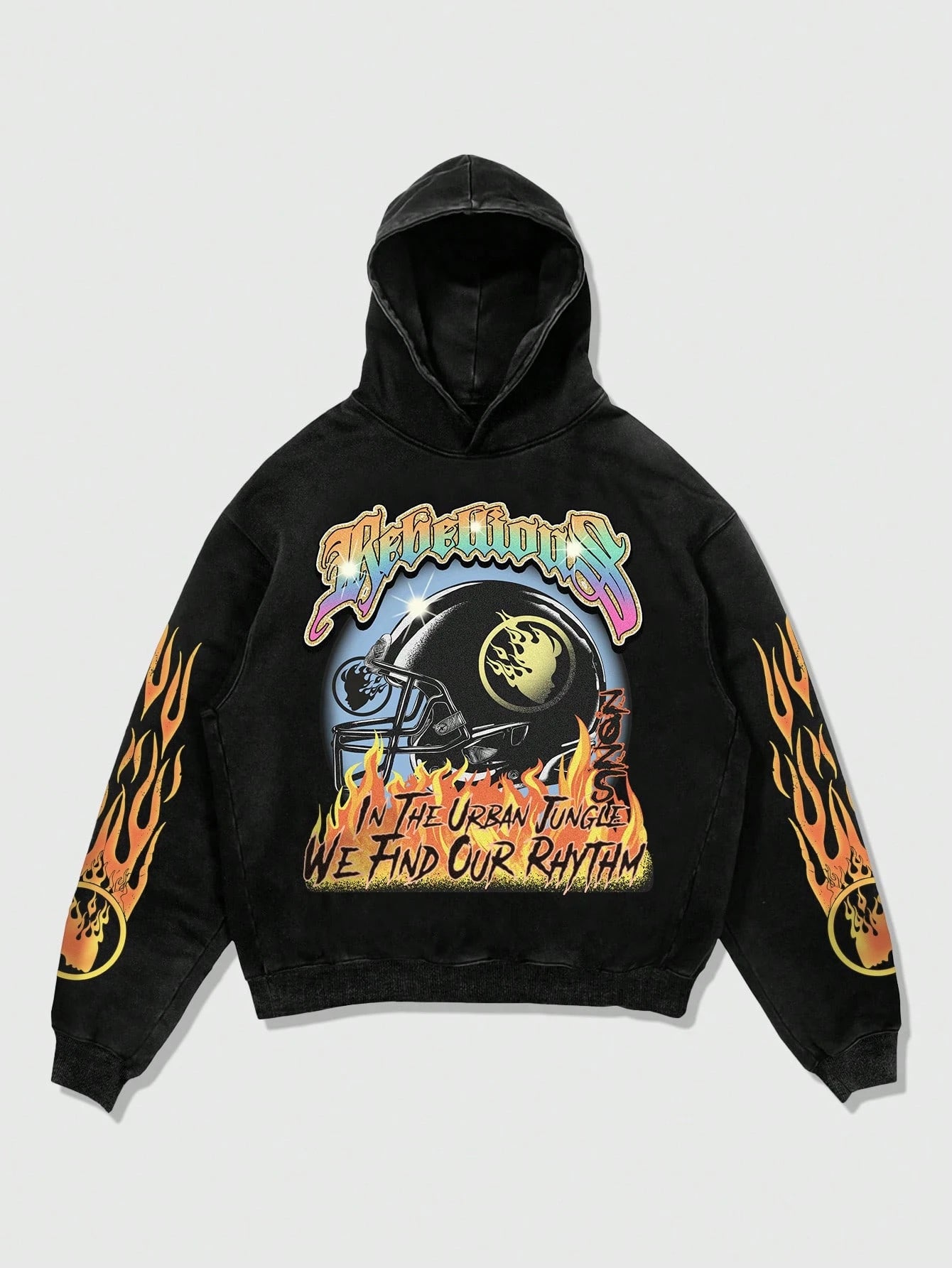 Men's Acid Wash Helmet Logo Hoodie