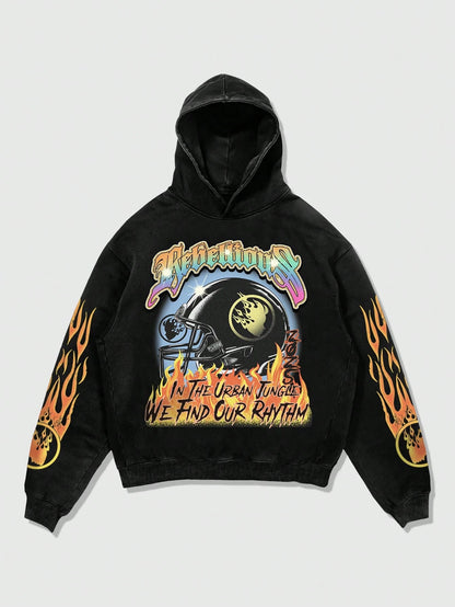 Men's Acid Wash Helmet Logo Hoodie