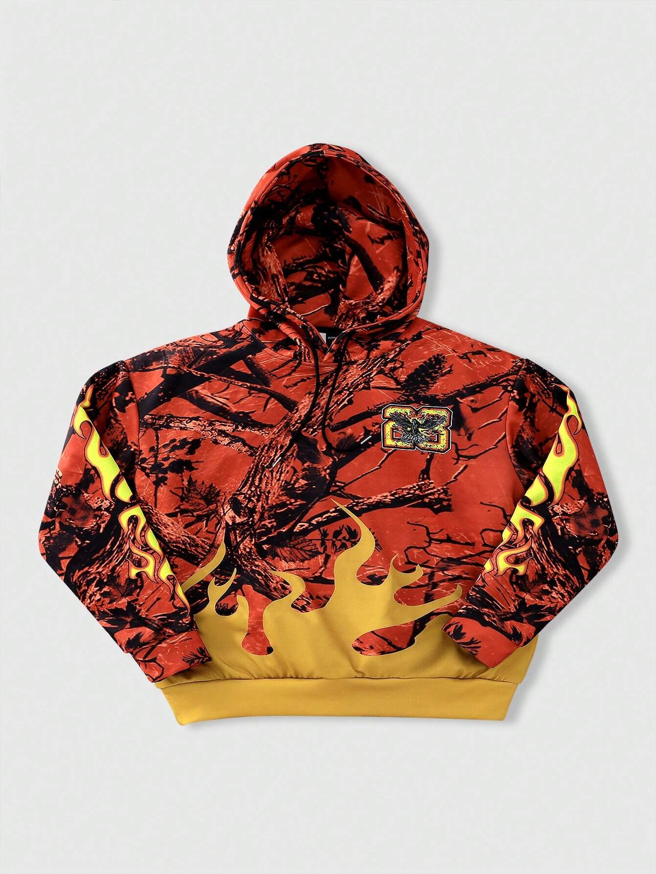 Men Tree Branch Camo Print Drawstring Hoodie