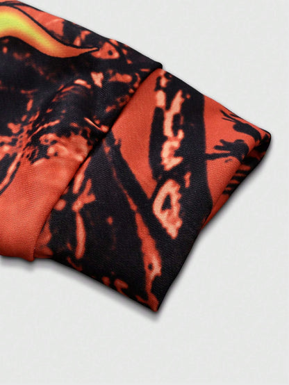 Men Tree Branch Camo Print Drawstring Hoodie