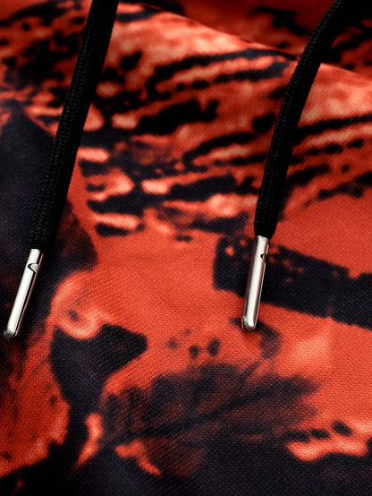 Men Tree Branch Camo Print Drawstring Hoodie