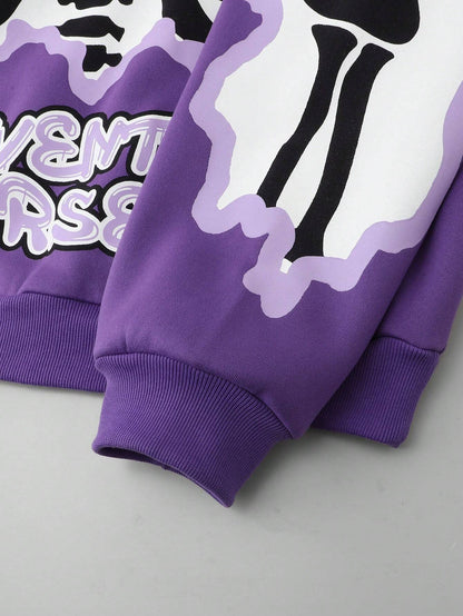 Men Streetwear Loose Fit Short Hoodie Set