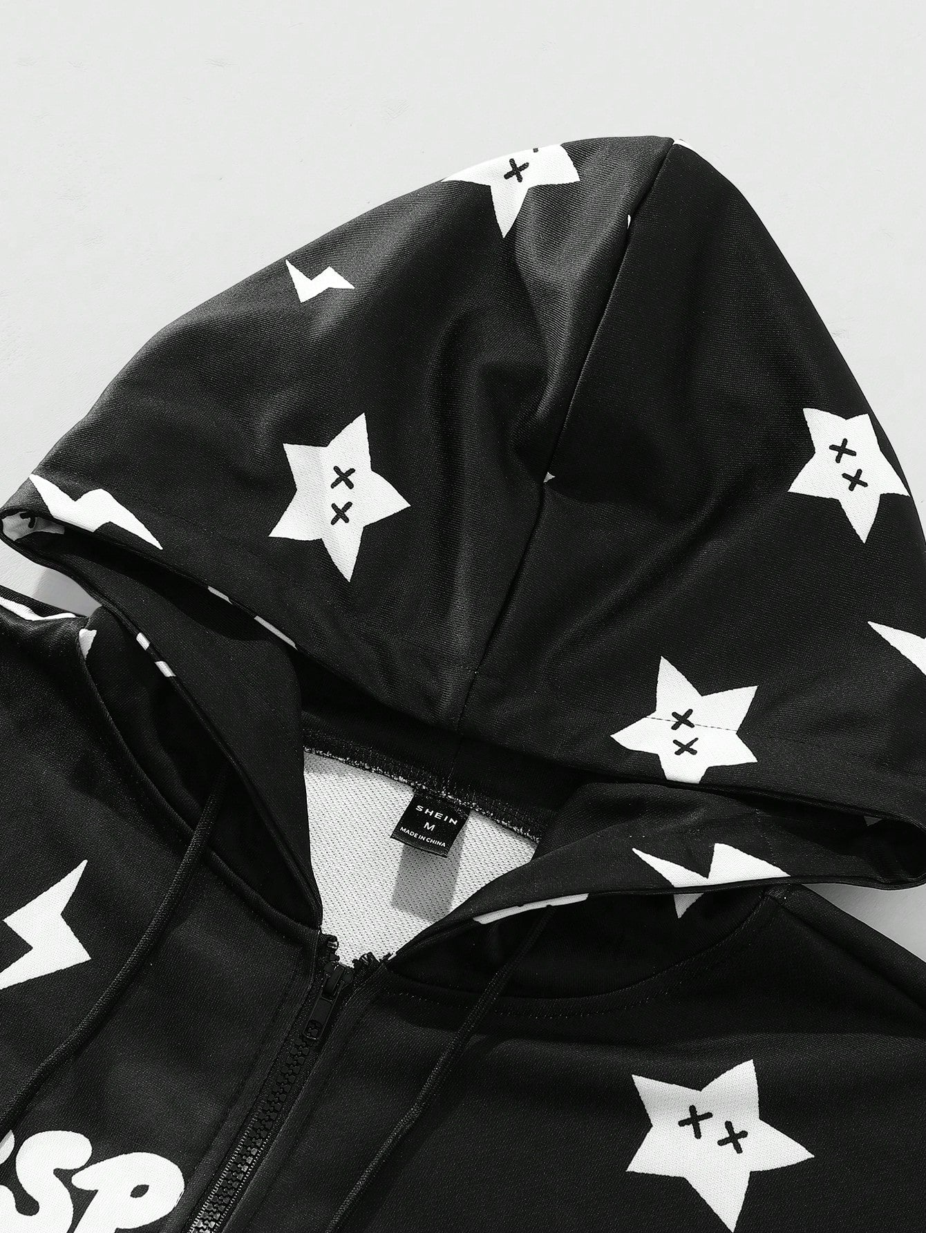 EMRG Men Star Print Zip Up Hoodie