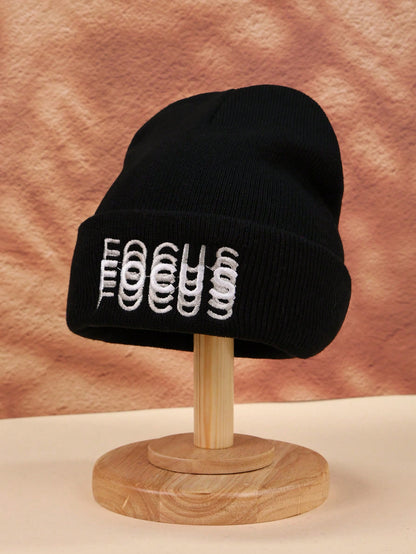 NY Letter Embroidery Unisex Slouchy Knit Beanie Hat