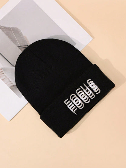 NY Letter Embroidery Unisex Slouchy Knit Beanie Hat