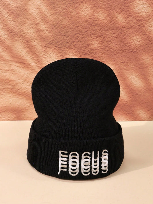 NY Letter Embroidery Unisex Slouchy Knit Beanie Hat