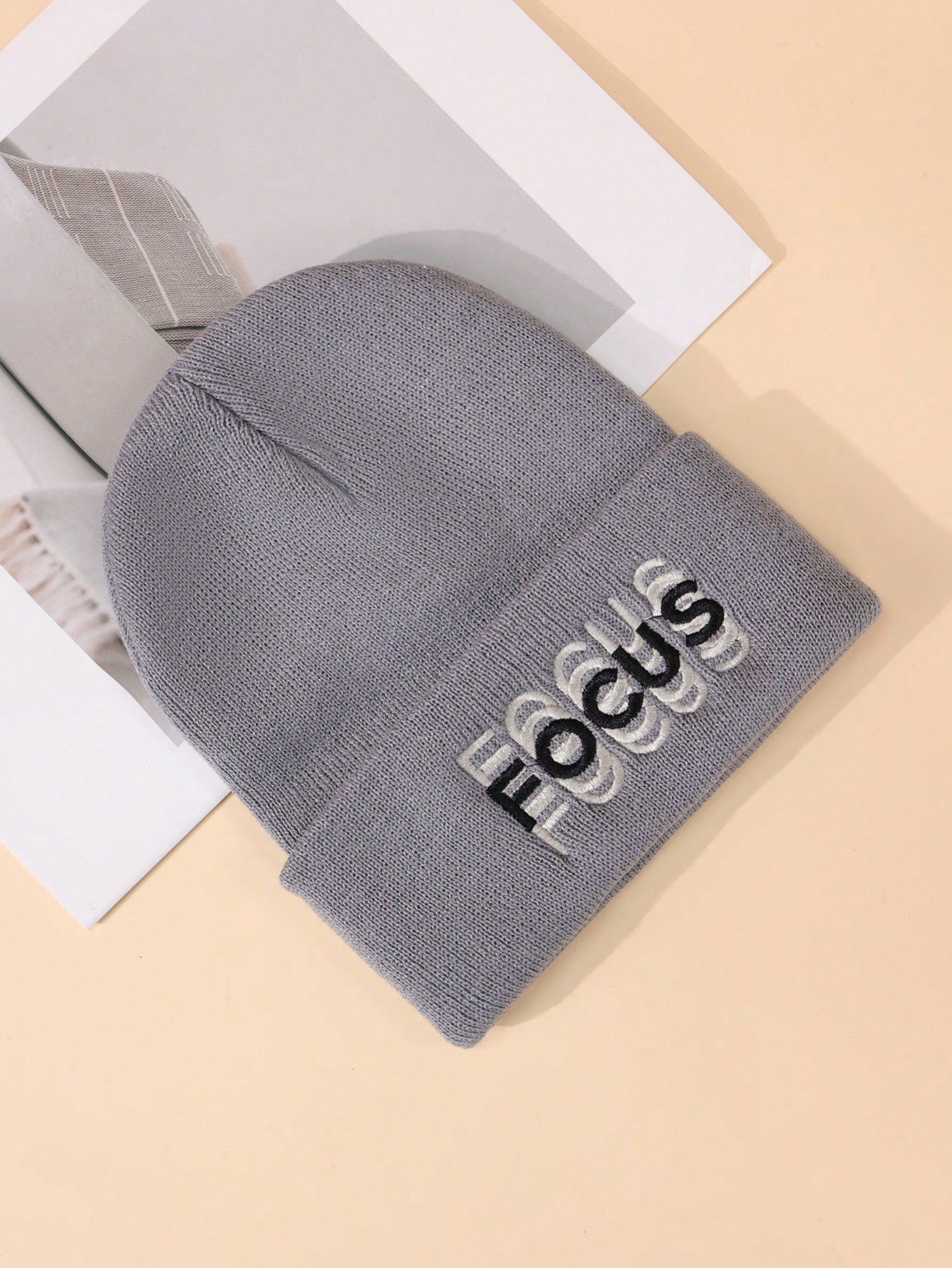 NY Letter Embroidery Unisex Slouchy Knit Beanie Hat