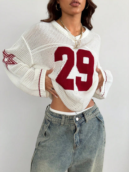 Unisex Oversized Striped & Number Top Jersey