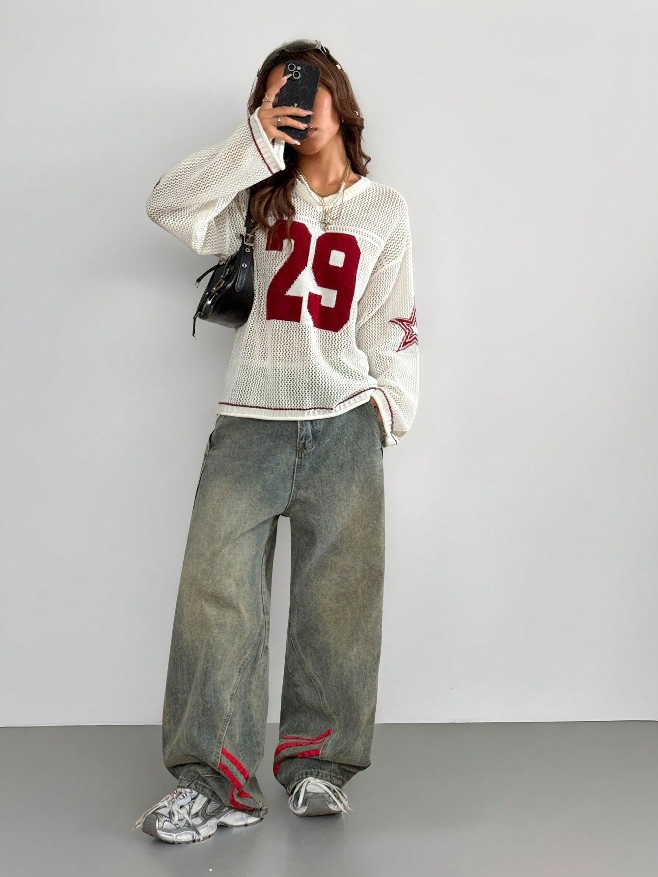 Unisex Oversized Striped & Number Top Jersey