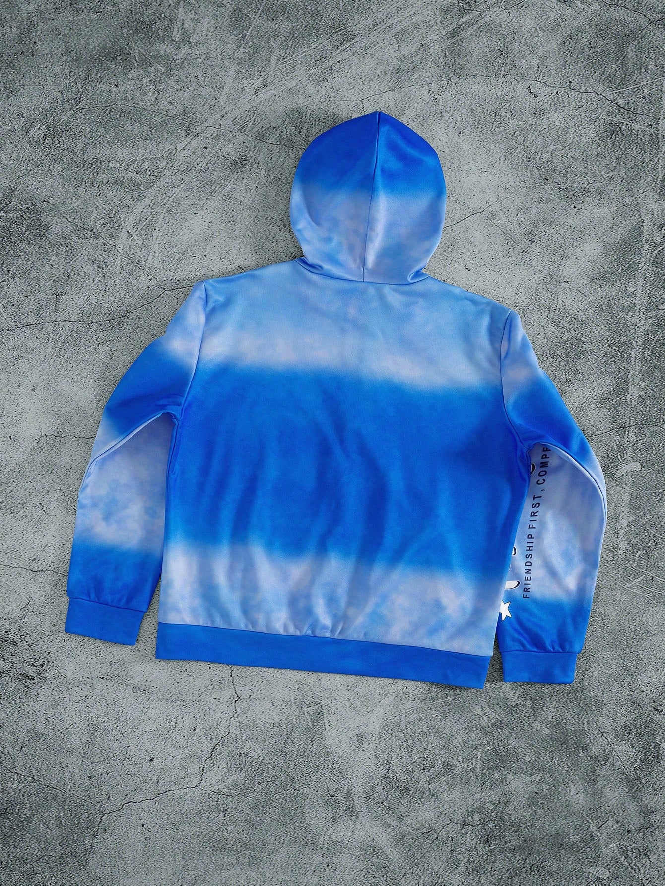 Tie-Dye Slogan Print Quarter-Zip Pocket Hoodie