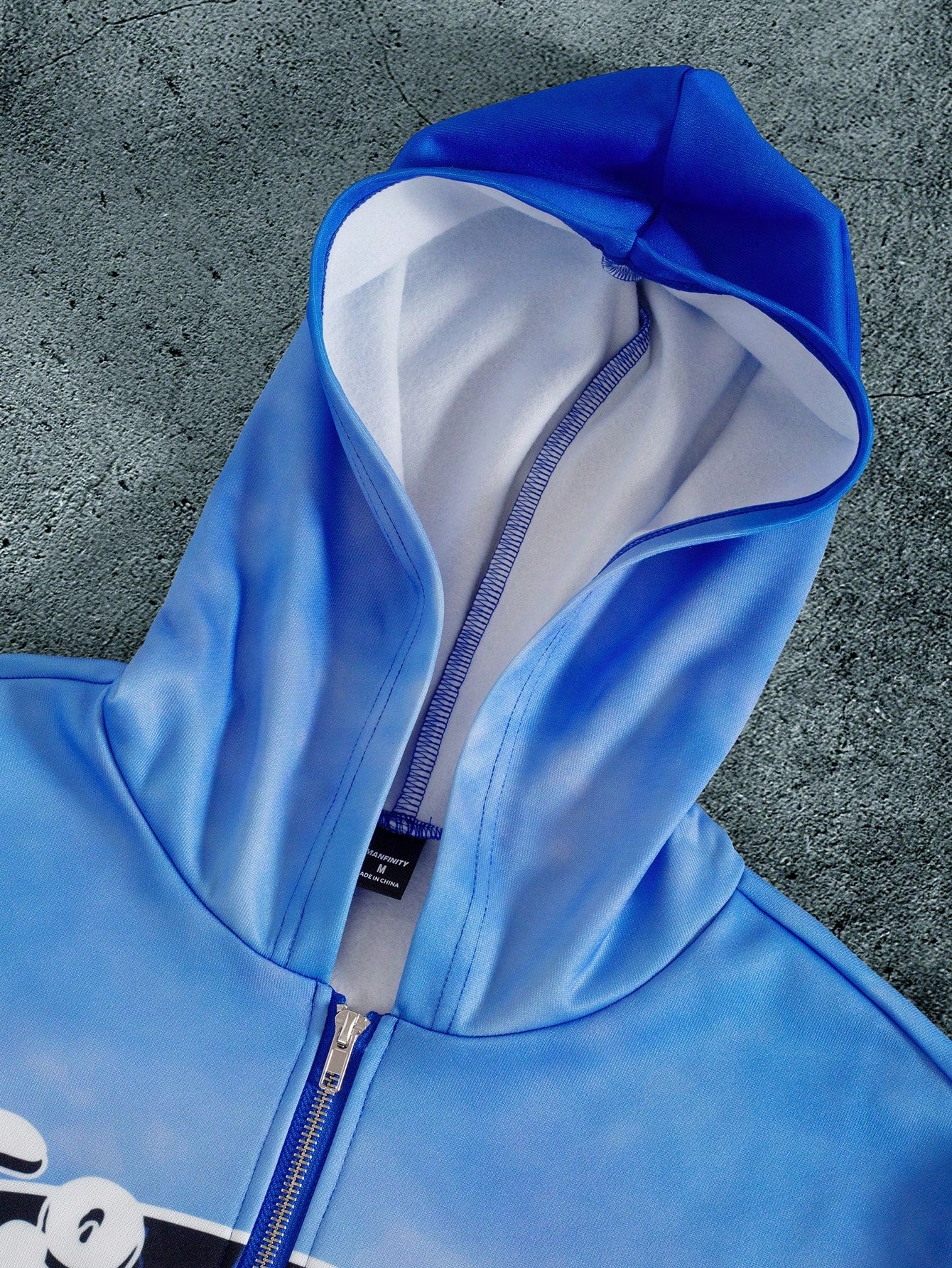 Tie-Dye Slogan Print Quarter-Zip Pocket Hoodie