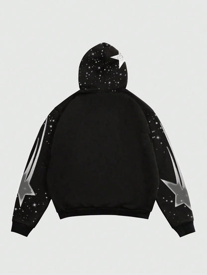 HELLSTAR Casual Figure Print Drawstring Hoodie