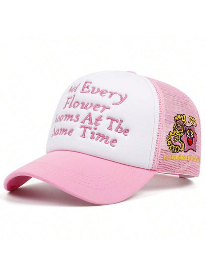 Pink Truck Embroidery Hip Hop Adjustable Mesh Snapback