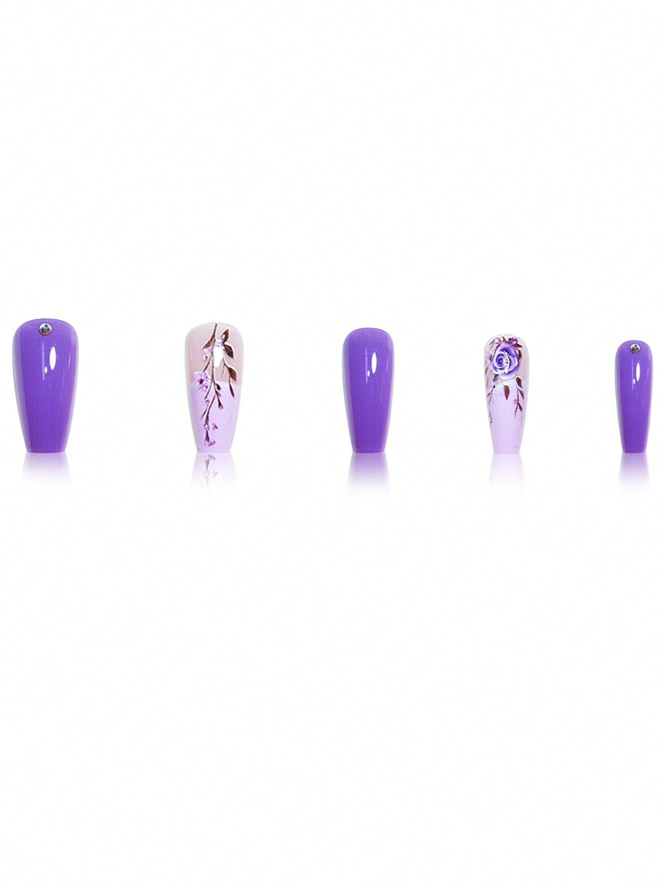 24pcs Purple Gradient Rose Square Press-On Nails