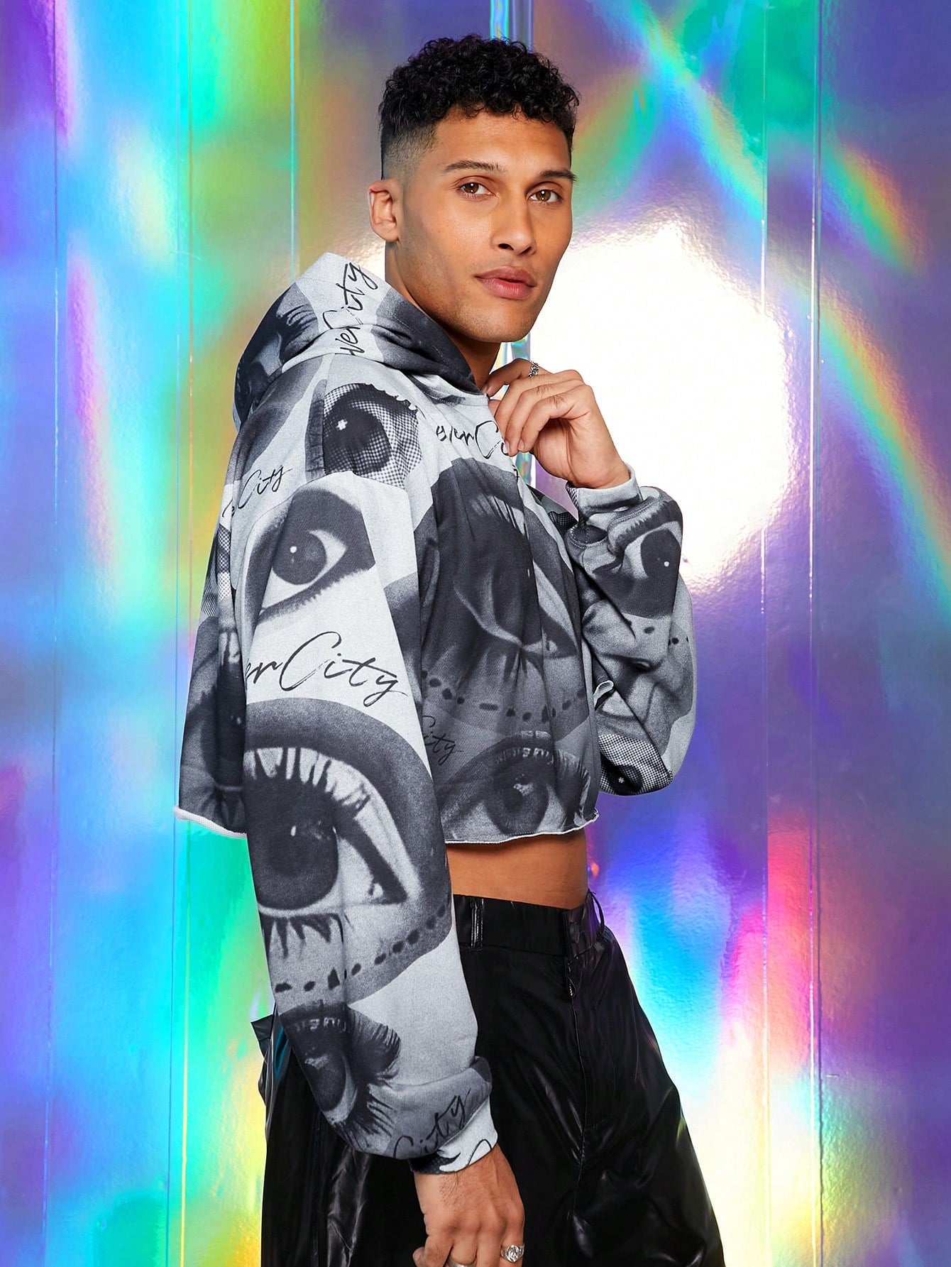 Men Digital Print Hooded Sweatshirt