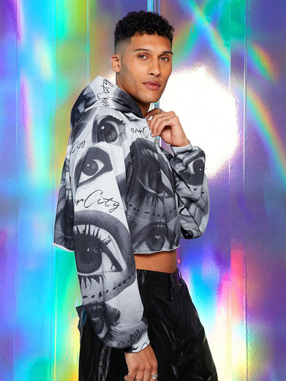 Men Digital Print Hooded Sweatshirt