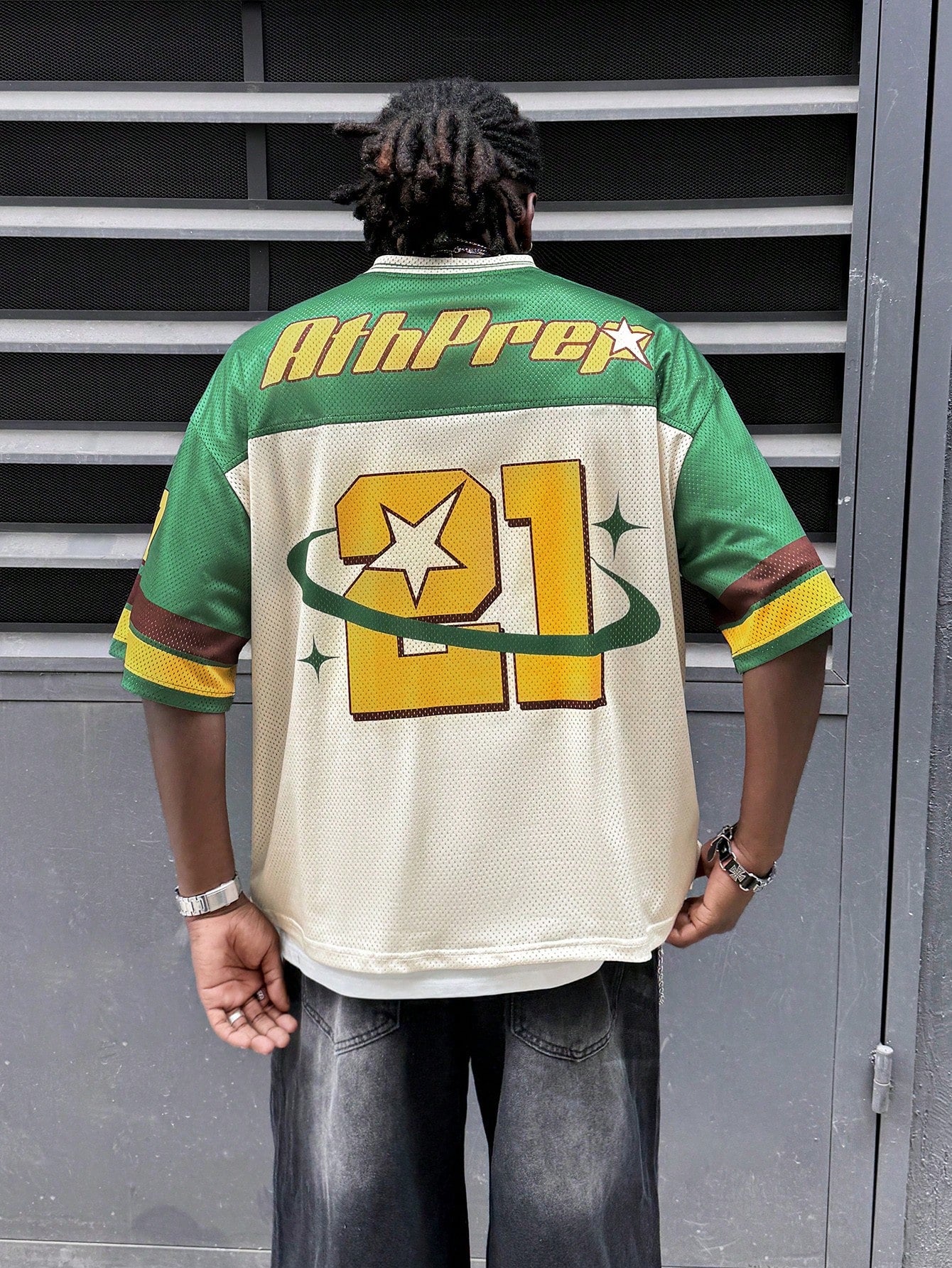 Men's Multicolor Digital Print Loose Fit Short Sleeve Jersey