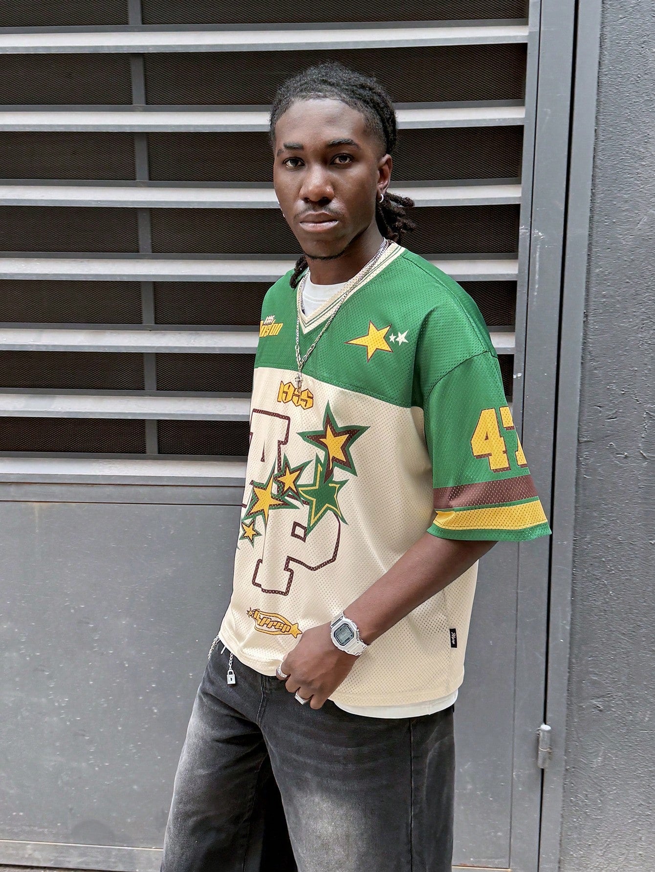 Men's Multicolor Digital Print Loose Fit Short Sleeve Jersey