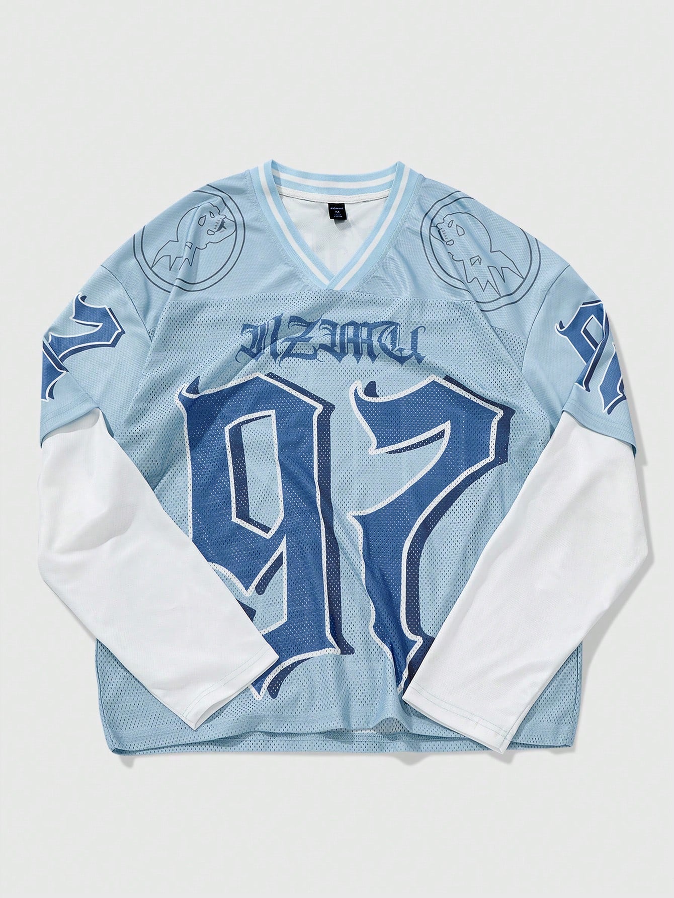 Multicolor Deep V-Neck Knitted Mesh 97 Numeric Jersey