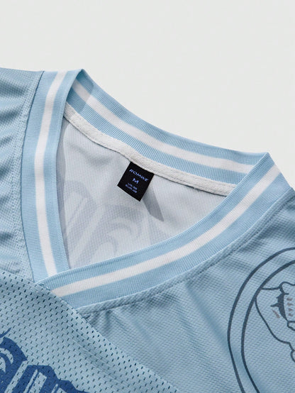 Multicolor Deep V-Neck Knitted Mesh 97 Numeric Jersey