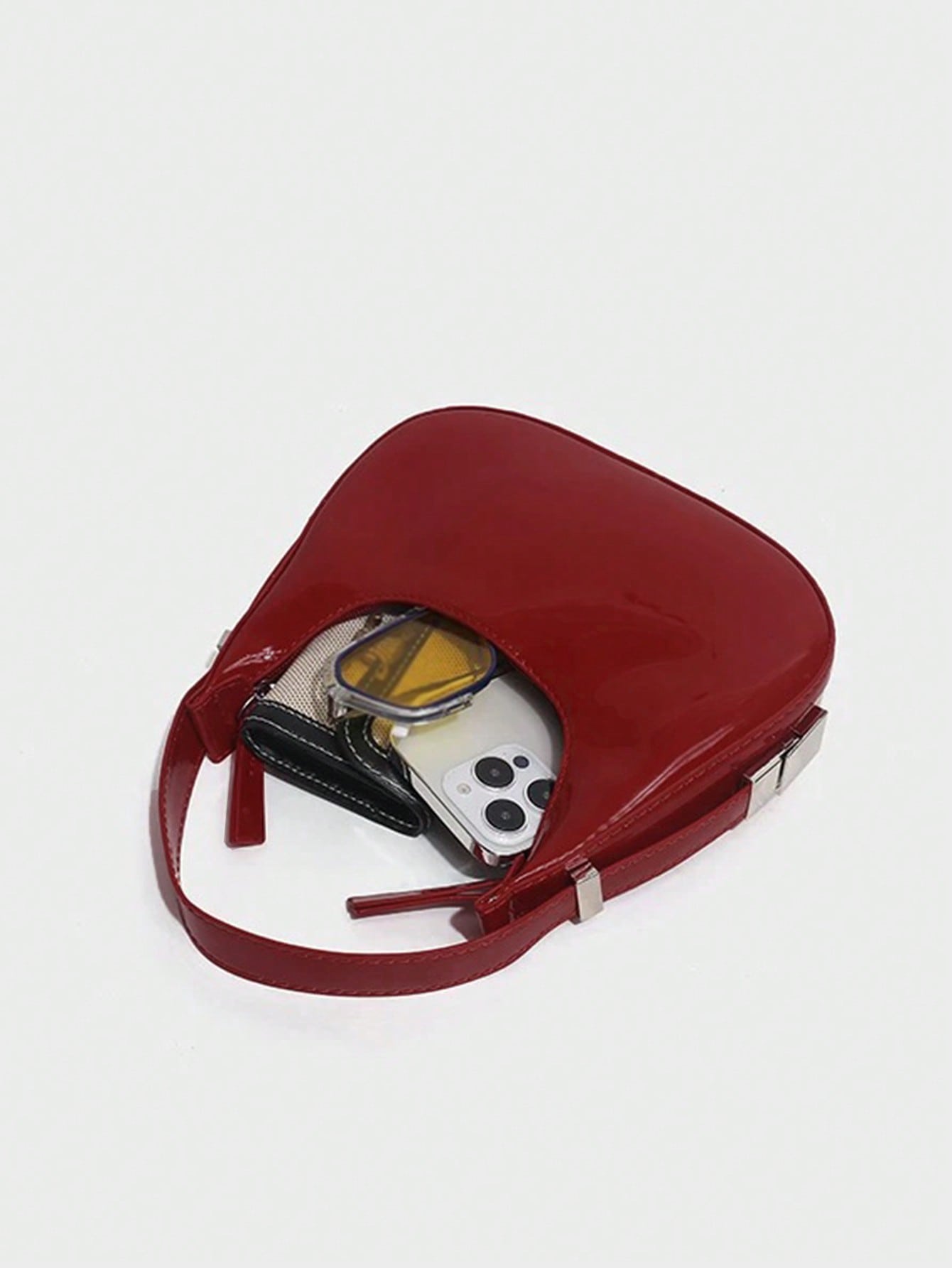 Elegant Glossy Crescent Daily Commute Crossbody Bag