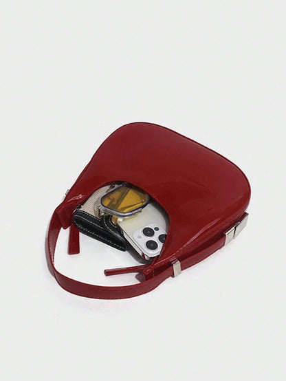 Elegant Glossy Crescent Daily Commute Crossbody Bag