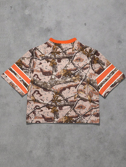 Streetrush Men's Avant-Garde Animal Print Half Sleeve V-Neck Jersey