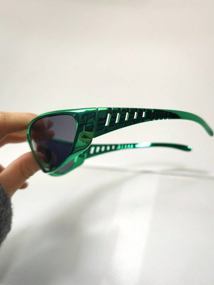 Cyberpunk Hollow Geometric Goggles, Silver Sci-Fi
