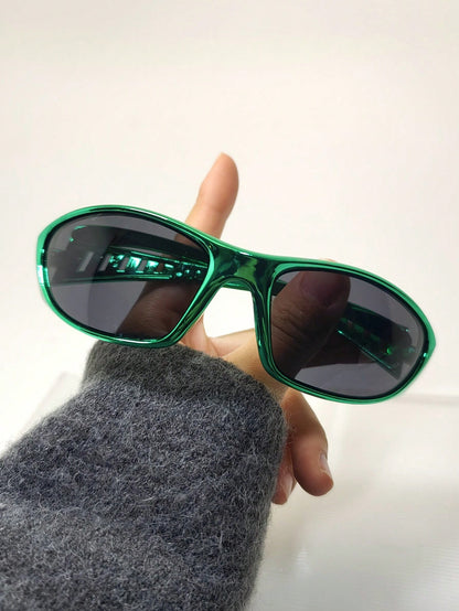 Cyberpunk Hollow Geometric Goggles, Silver Sci-Fi