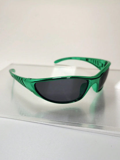 Cyberpunk Hollow Geometric Goggles, Silver Sci-Fi