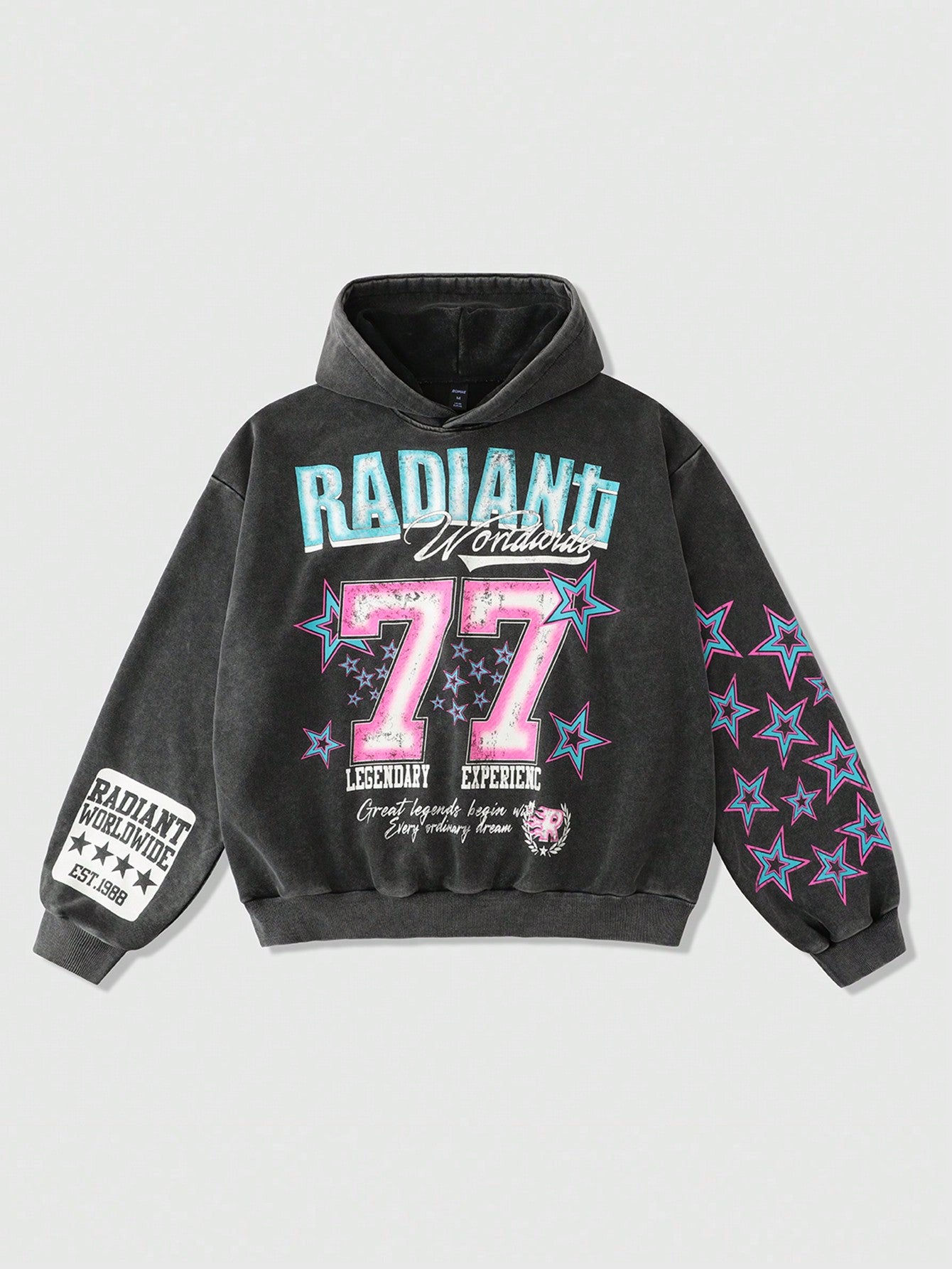 Men Vintage Distressed 77 Cropped Hoodie