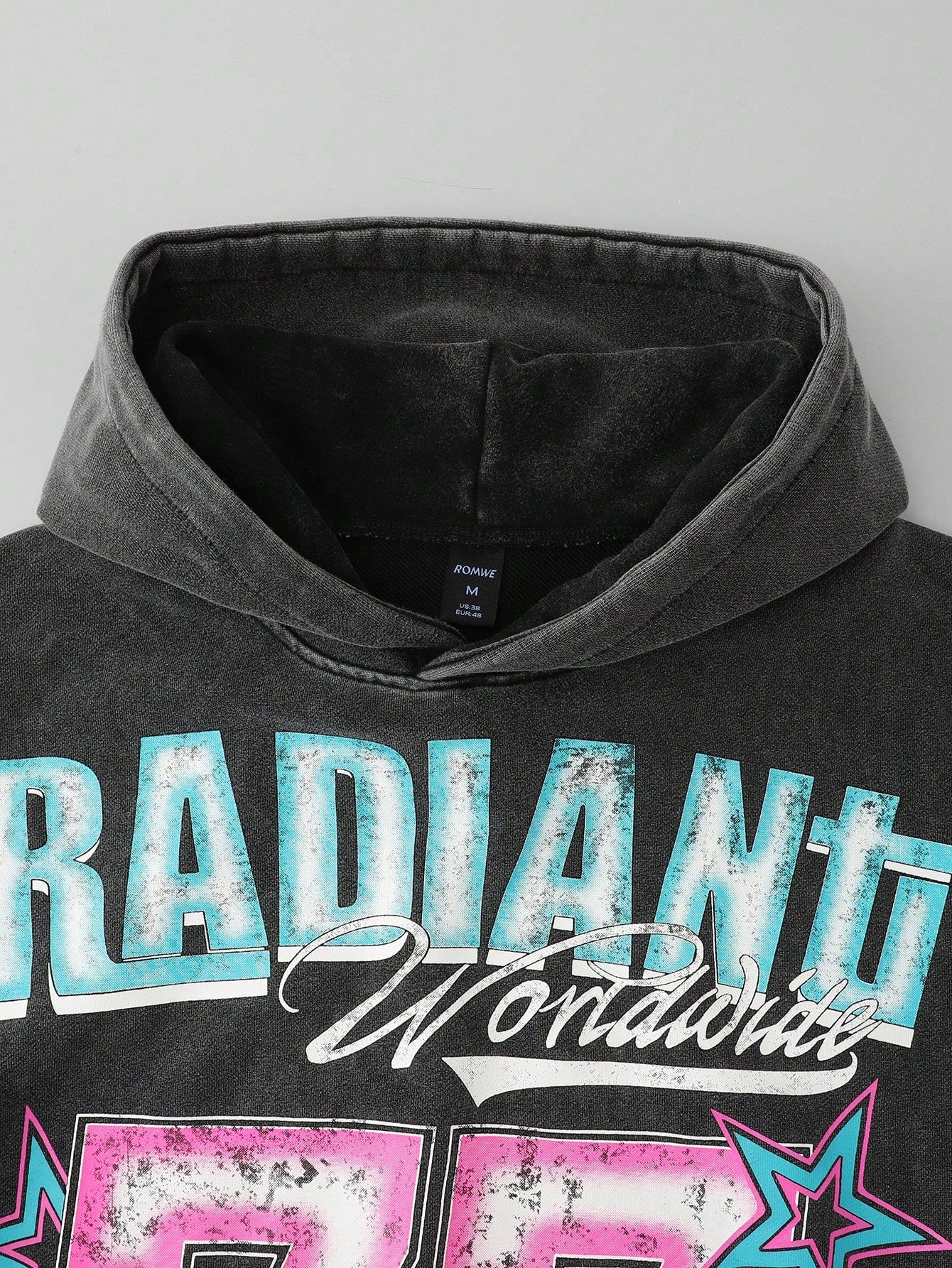 Men Vintage Distressed 77 Cropped Hoodie